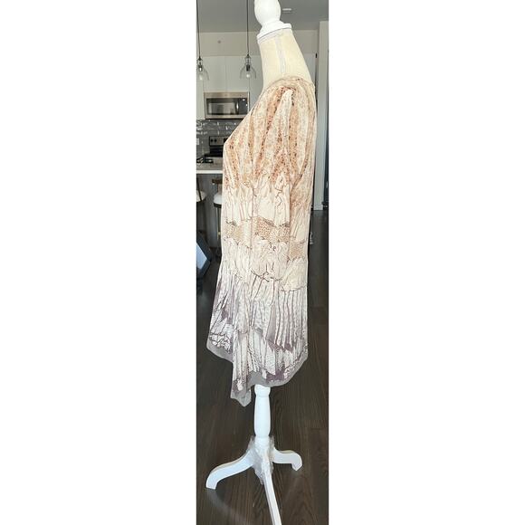 Roberto Cavalli 100% Silk Mini Print Boho Dress Beige Brown 38 EU Sz 4 US $1400 - Picture 4 of 16